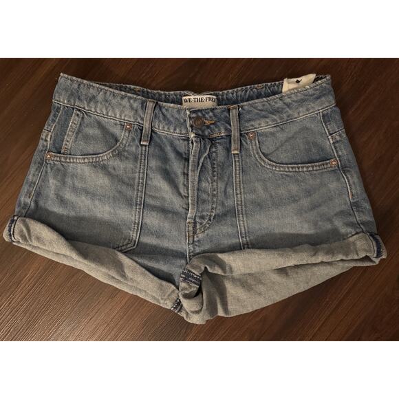 New We The free Free People Beginners Luck Low Rise Slouch Denim Shorts Size 27 - Picture 1 of 5